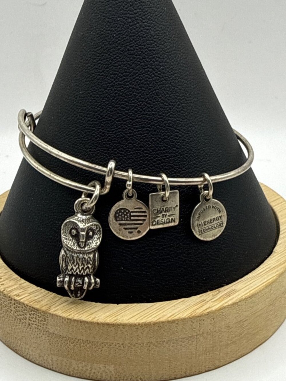 Alex and Ani Ode to the Owl Charm Bangle Bracelet Rafaelian Silver Boho Witchy